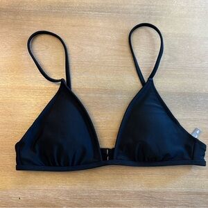 Aerie Perky Triangle Bikini Top with Clasp Back, Black XS